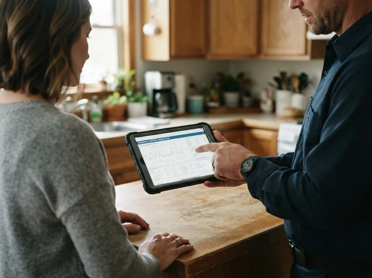 HVAC technician inspecting a heating & cooling system in Gold Creek, MT